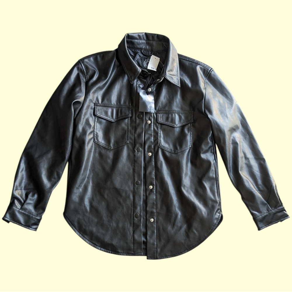 NWT pleather button up shirt